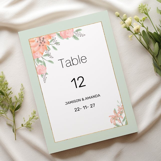 Botanic pink coral mint spring flora Table Numbers (Botanic pink coral mint spring flora Table Numbers)
