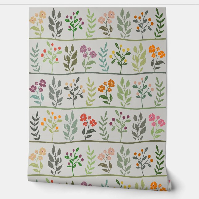 Botanic Rhapsody XL 4 colorful floral silhouettes Wallpaper (Unrolling)