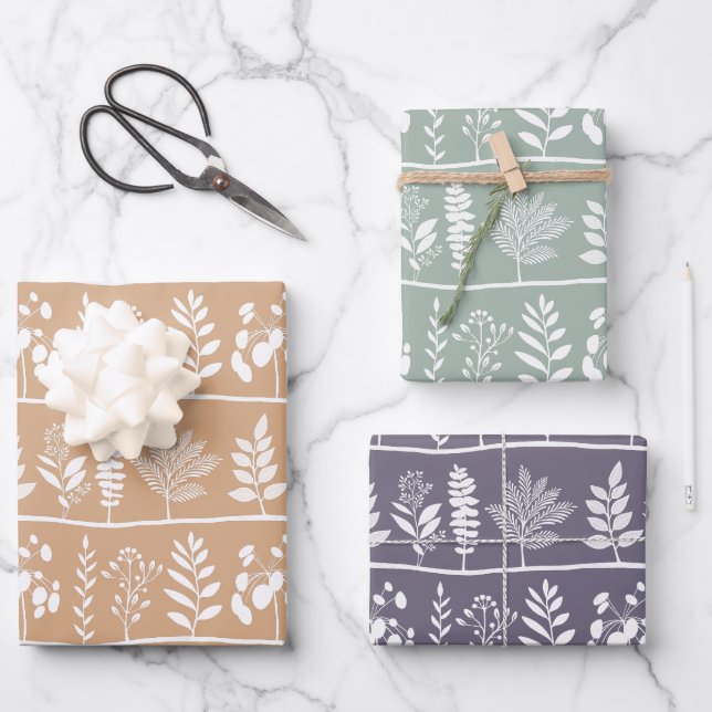 Botanic Rhythm Botanical Silhouettes Set Wrapping Paper Sheets (Front)