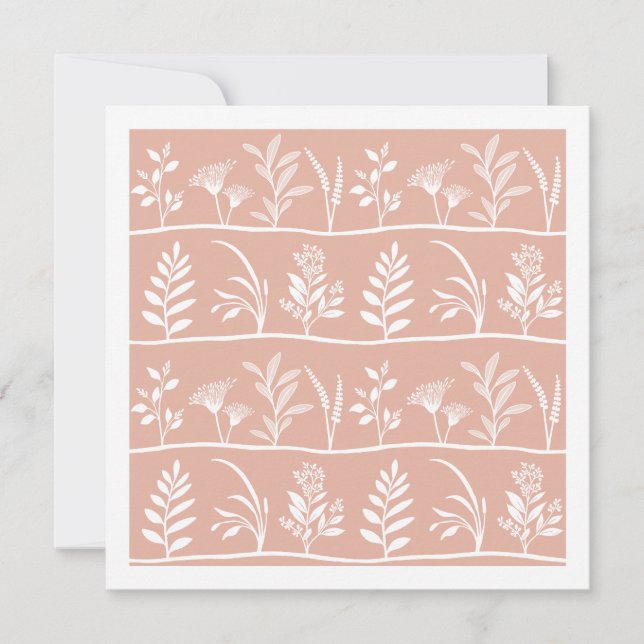 Botanic Serenade Modern Organic Silhouettes Peach Note Card (Front)