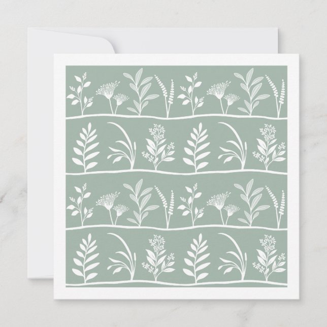 Botanic Serenade Soft Sage Minimalist Silhouettes Note Card (Front)