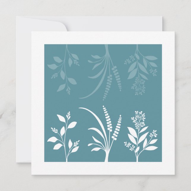 Botanic Serenade Spring Meadow Blue Floral Minimal Note Card (Front)
