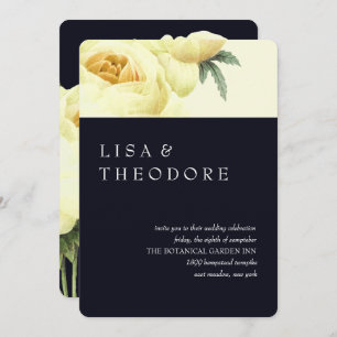 Botanica   Blue Yellow Vintage  Wedding Invitation