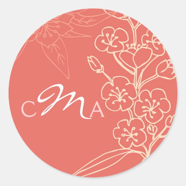 Botanica (Coral) Wedding Favor / Envelope Seal (Front)