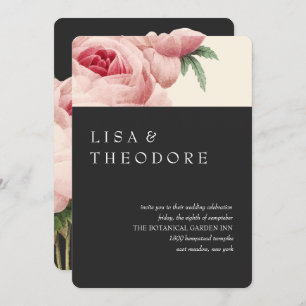 Botanica   Gray Vintage  Wedding Invitation