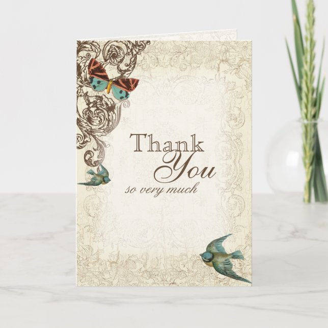 Botanica Wedding Ensemble - Cream Tan Thank You Card (Front)