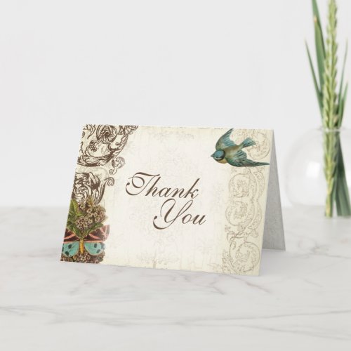 Botanica Wedding Ensemble _ Cream Tan Thank You Card