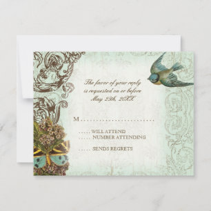 Botanica Wedding RSVP Response Card - Blue Green