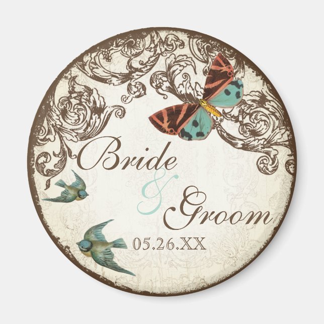 Botanica Wedding Save the Date Magnet - Cream Tan (Front)
