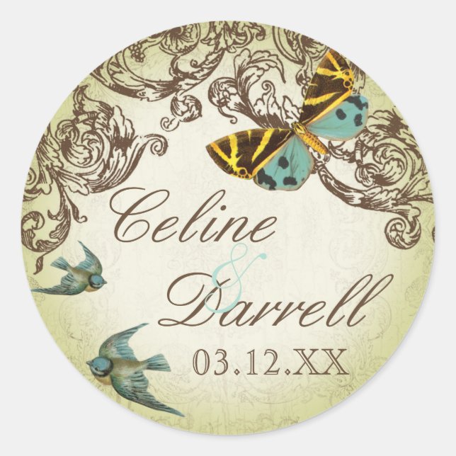 Botanica Wedding Sticker or Seal - Green (Front)