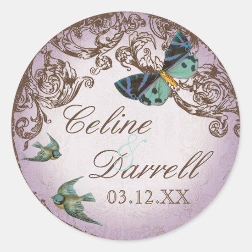 Botanica Wedding Sticker or Seal _ Lavender