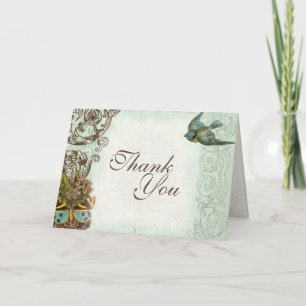 Botanica Wedding Thank You Note - Aqua Blue