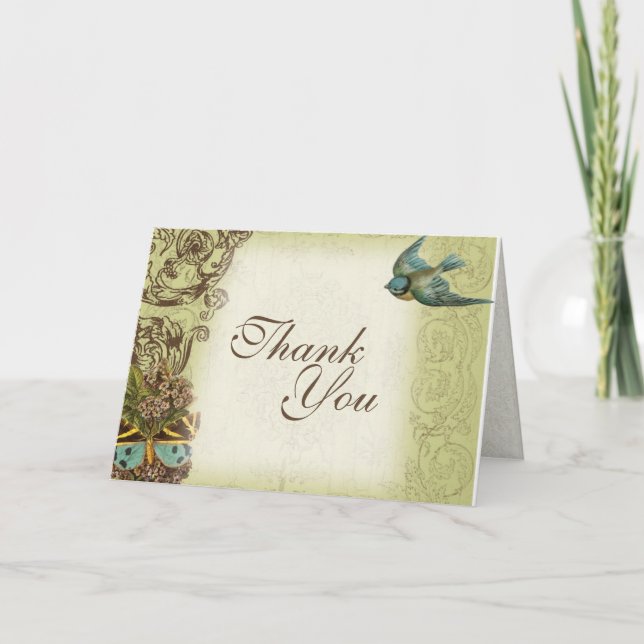 Botanica Wedding Thank You Note - Green (Front)