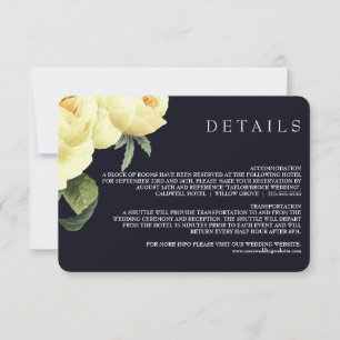 Botanica   Yellow Blue Vintage Wedding details Invitation