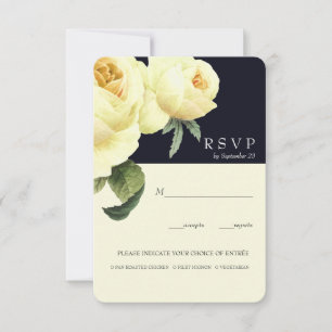 Botanica   Yellow blue  Wedding RSVP meal option Invitation