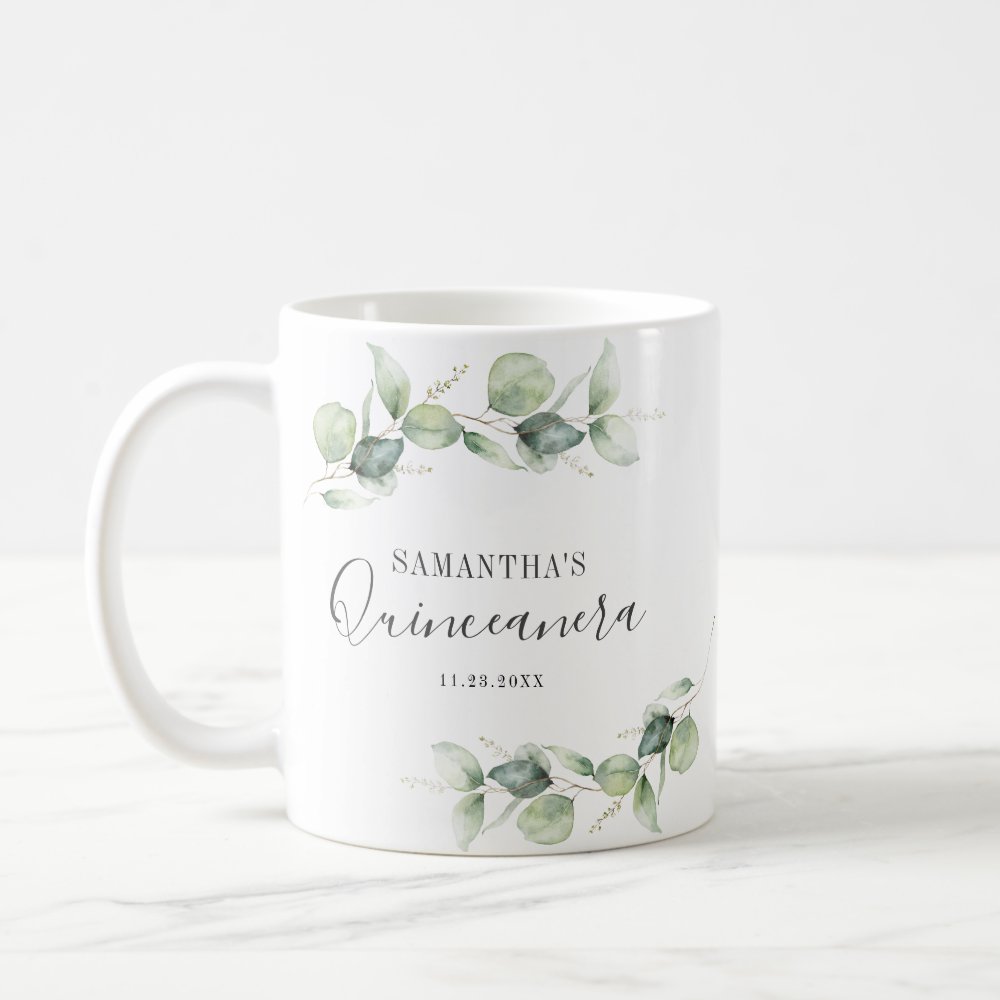 Discover Botanical 15th Birthday Eucalyptus Quinceanera Personalized Gift Coffee Mug