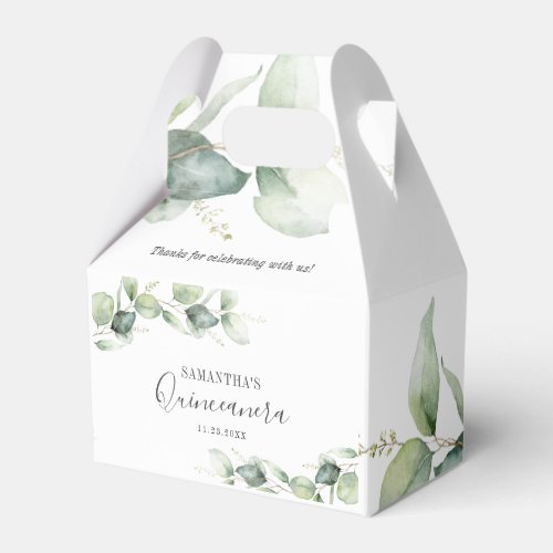 Botanical 15th Birthday Eucalyptus Quinceanera Favor Boxes