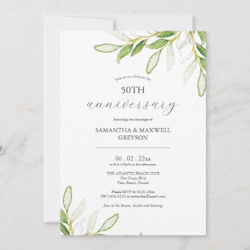Botanical 50th Wedding Anniversary Invitations