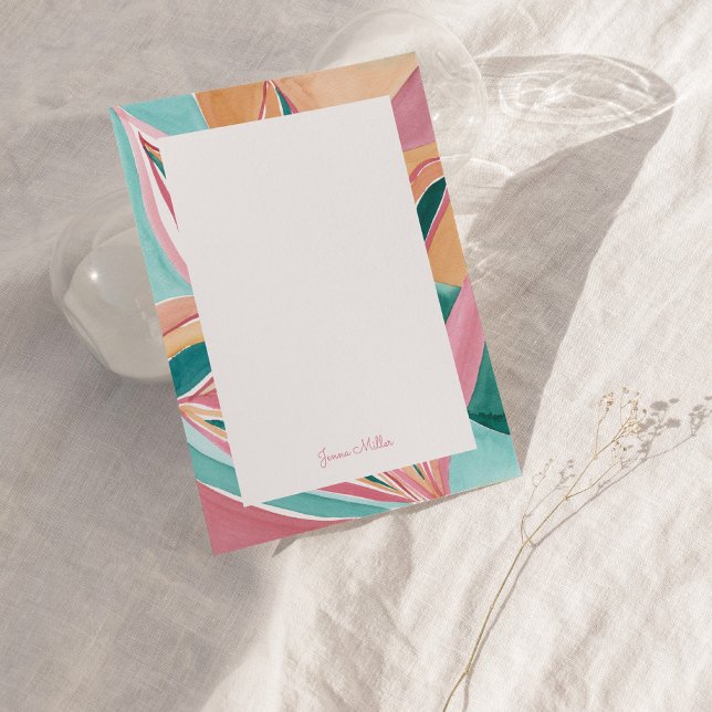 Botanical Abstract Art Personalized Flat Note Card (Creator Uploaded)