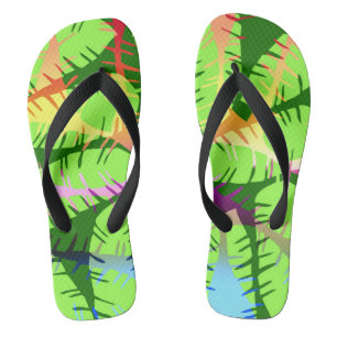 BOTANICAL ABSTRACT BANANA LEAVES FLIP FLOPS