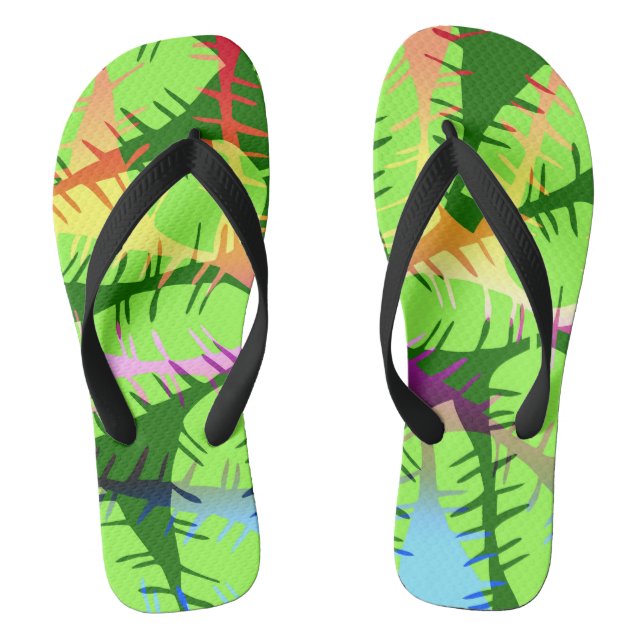 BOTANICAL ABSTRACT BANANA LEAVES  FLIP FLOPS (Footbed)