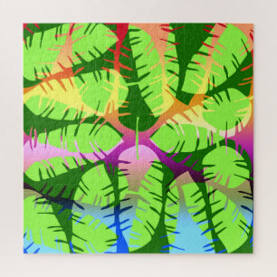 BOTANICAL ABSTRACT BANANA LEAVES   JIGSAW PUZZLE