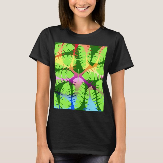 BOTANICAL ABSTRACT BANANA LEAVES  T-Shirt (Front)