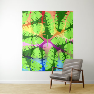 BOTANICAL ABSTRACT BANANA LEAVES TAPESTRY