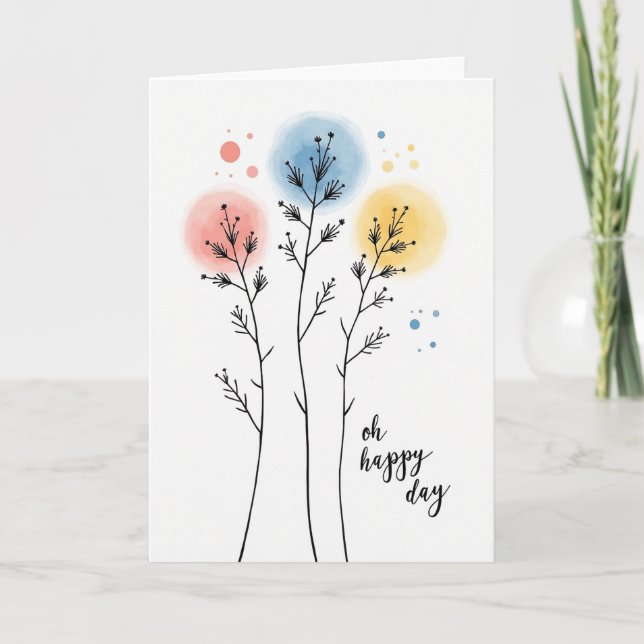 Botanical Abstract Birthday Card (Front)