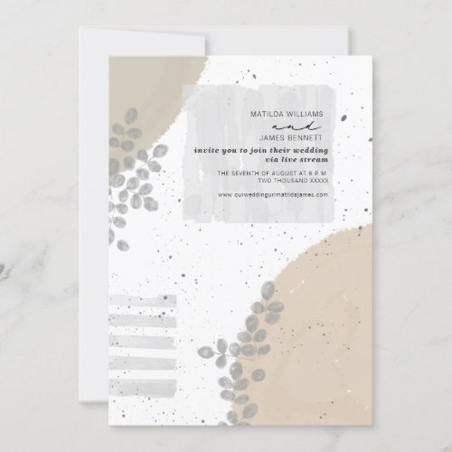 Botanical Abstract Neutral Wedding Livestream Invitation