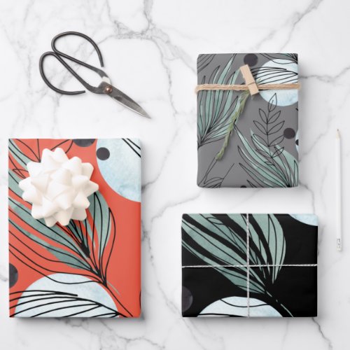 Botanical Abstract Pattern Wrapping Paper Sheets