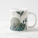 Botanical Abstract Teal and Earth Tones  Giant Coffee Mug