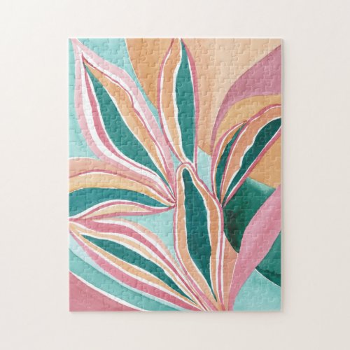 Botanical Abstract Watercolor Art Jigsaw Puzzle