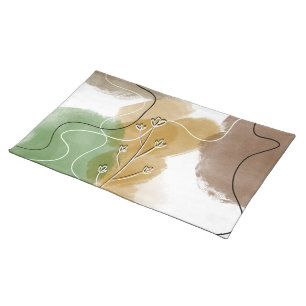 Botanical Abtract Earth Tone Cloth Placemat