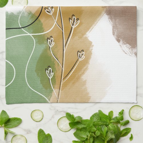 Botanical Abtract Earth Tone Kitchen Towel