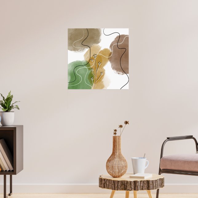 Botanical Abtract Earth Tone Poster (Living Room 3)
