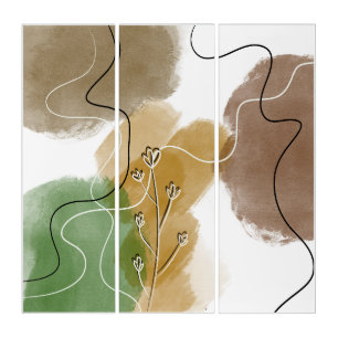 Botanical Abtract Earth Tone Triptych