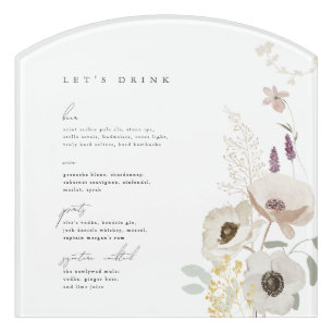 Botanical Acrylic Wedding Bar Menu Sign