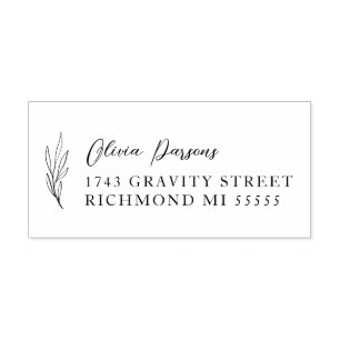 Botanical address design self-inking stamp