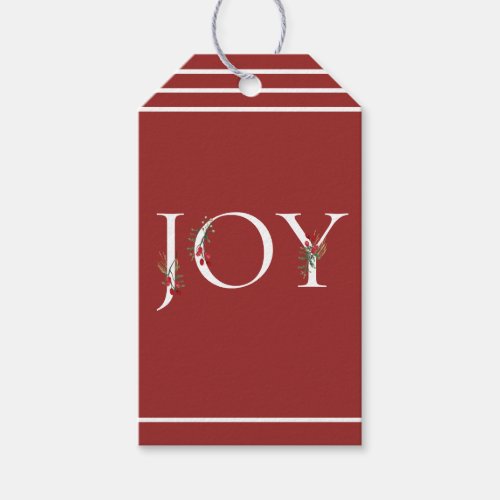 Botanical Adorned Joy Holiday Gift Tags