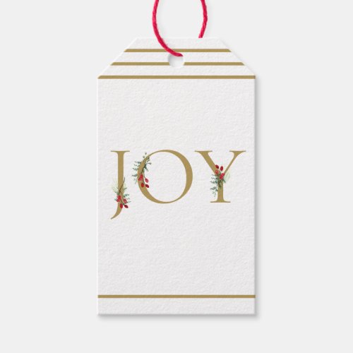 Botanical Adorned Joy Holiday Gift Tags