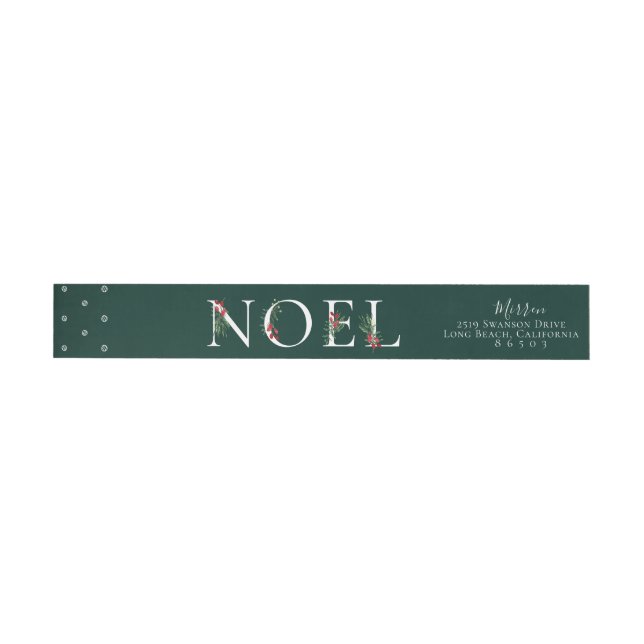 Botanical Adorned NOEL Wraparound Address Label (Individual)
