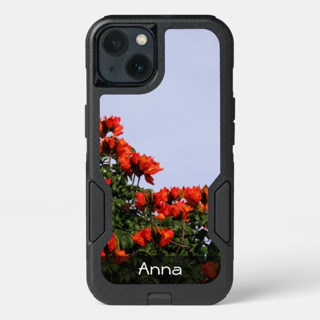 Botanical African Tulip Tree Photo any Text Otterbox iPhone Case (Back)