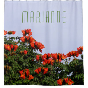 Botanical African Tulip Tree Shower Curtain