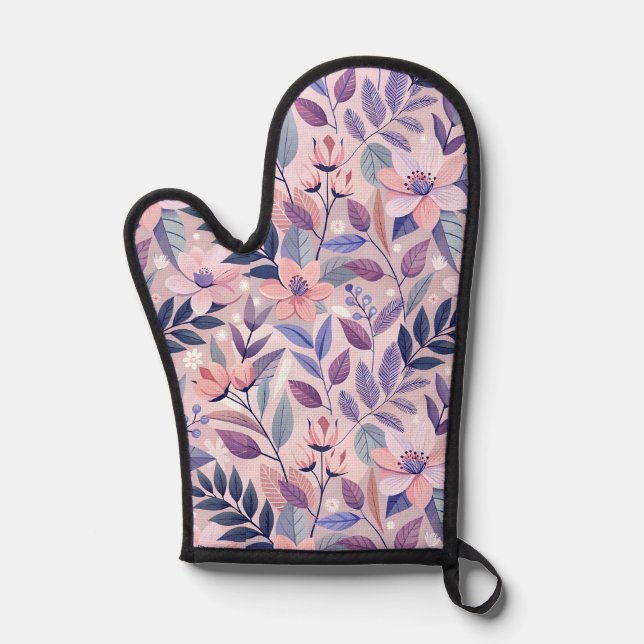 Botanical AI Art Oven Mitt for Contemporary Use (Front)
