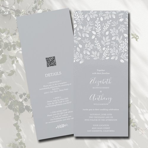 Botanical All In One Gray Wedding Invitations