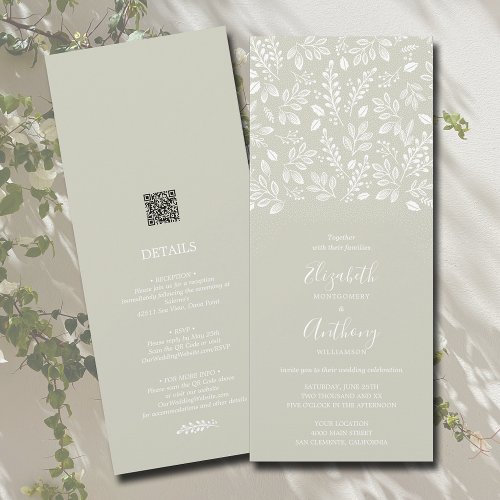 Botanical All In One Pale Green Wedding Invitation