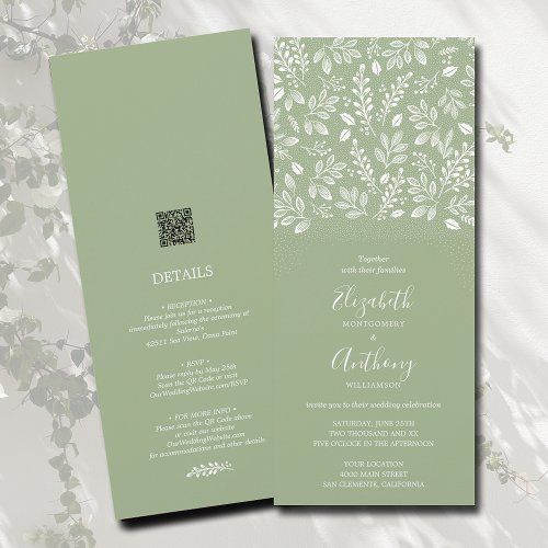 Botanical All In One Sage Green Wedding Invitation