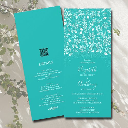 Botanical All In One Sea Glass Wedding Invitations