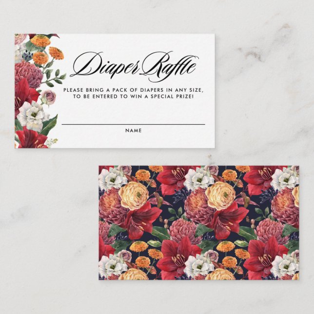 Botanical Amaryllis Baby Shower Diaper Raffle Enclosure Card (Front/Back)